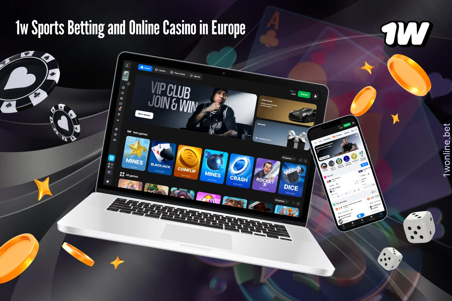 1w offers a wide range of sports betting options and a large collection of casino games