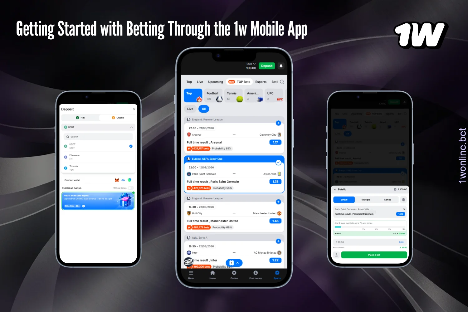 Sports betting is easy with the 1w mobile app