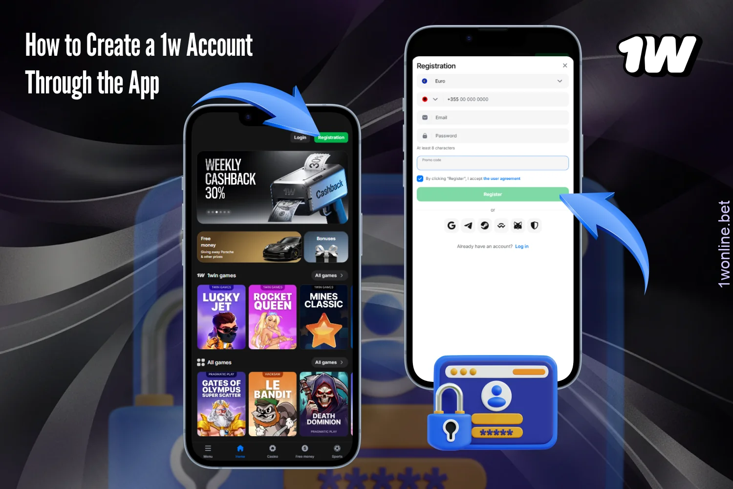 Users from Europe can create an account through 1w app