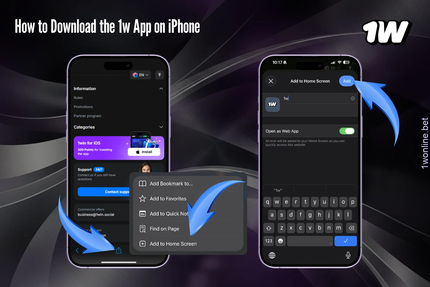 European users can download 1w app for iOS from the official mobile website in a few clicks