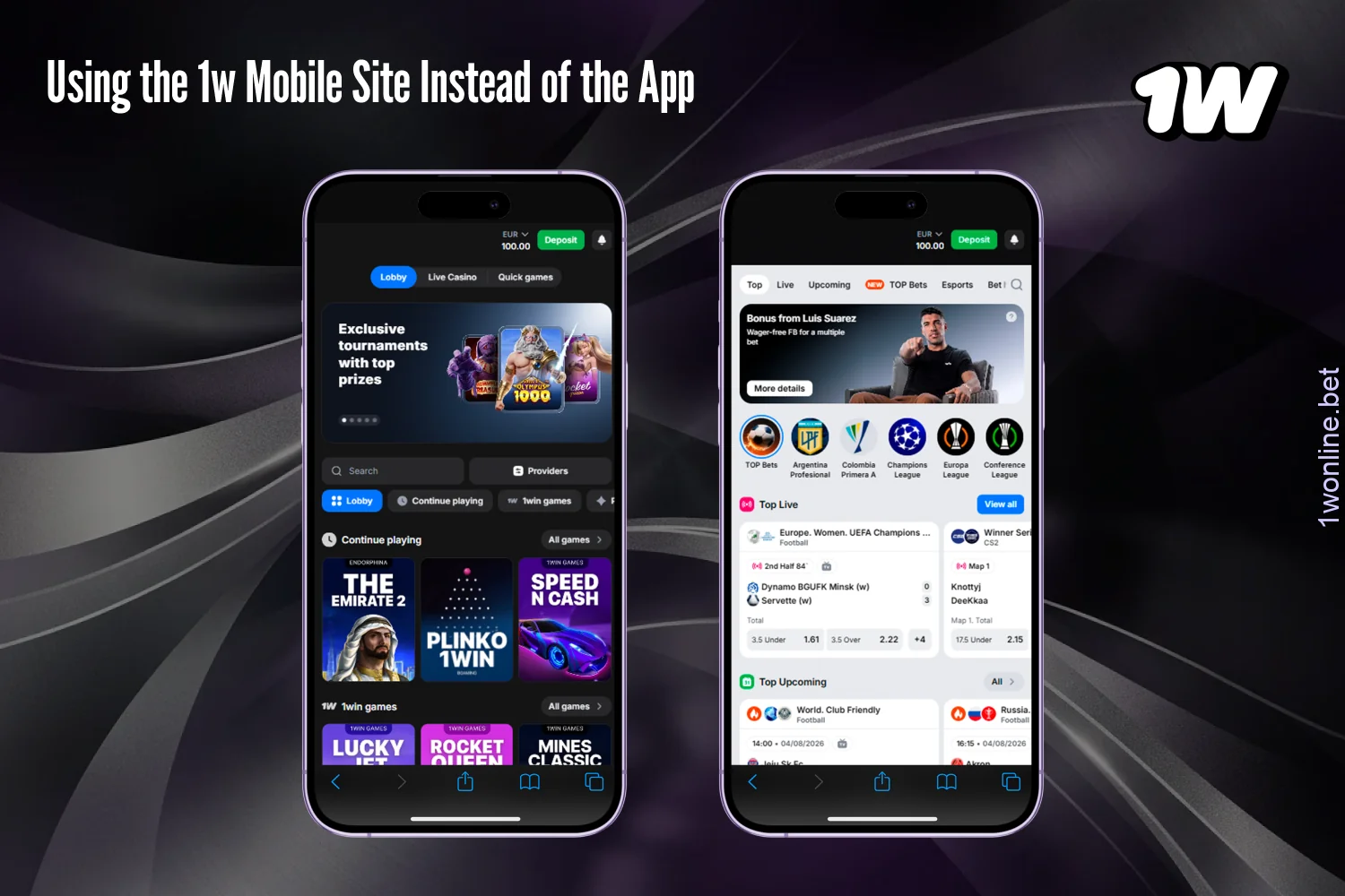 The mobile version can be used instead of the 1w APK